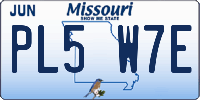 MO license plate PL5W7E