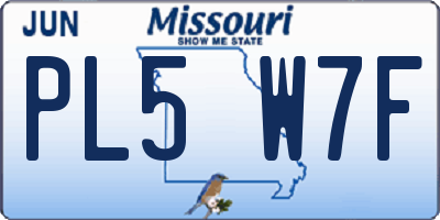 MO license plate PL5W7F