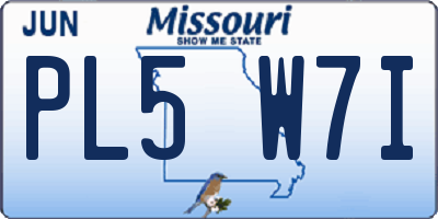 MO license plate PL5W7I
