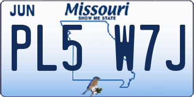 MO license plate PL5W7J