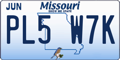 MO license plate PL5W7K