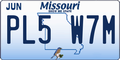 MO license plate PL5W7M