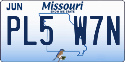 MO license plate PL5W7N