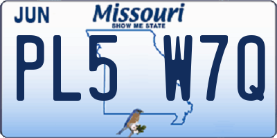 MO license plate PL5W7Q