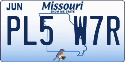 MO license plate PL5W7R