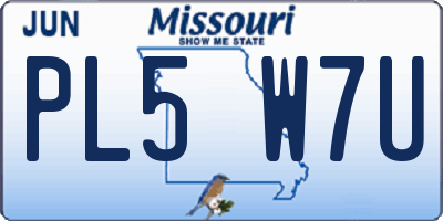 MO license plate PL5W7U
