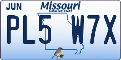 MO license plate PL5W7X