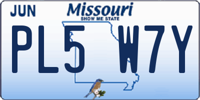 MO license plate PL5W7Y