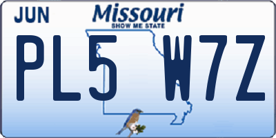 MO license plate PL5W7Z