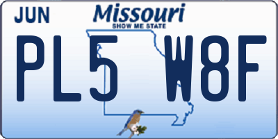 MO license plate PL5W8F