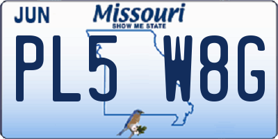 MO license plate PL5W8G