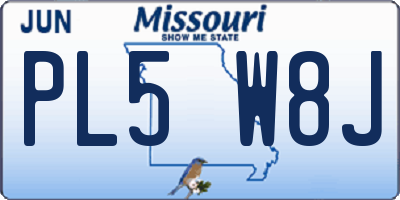 MO license plate PL5W8J