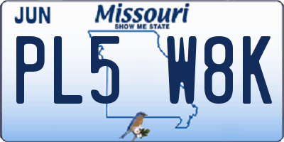 MO license plate PL5W8K
