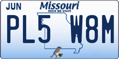 MO license plate PL5W8M
