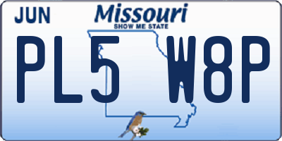 MO license plate PL5W8P