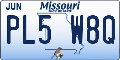 MO license plate PL5W8Q