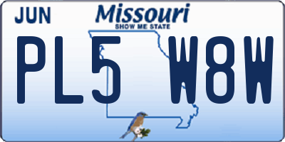 MO license plate PL5W8W