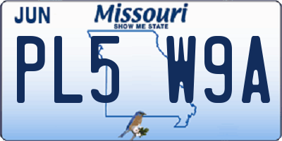 MO license plate PL5W9A