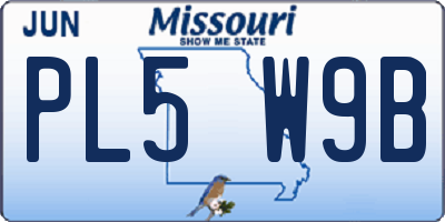 MO license plate PL5W9B