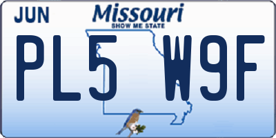 MO license plate PL5W9F