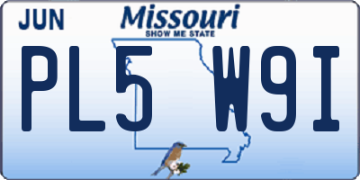 MO license plate PL5W9I