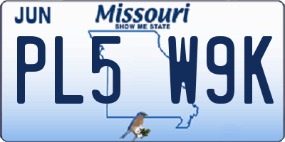 MO license plate PL5W9K