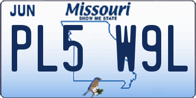 MO license plate PL5W9L