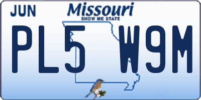 MO license plate PL5W9M