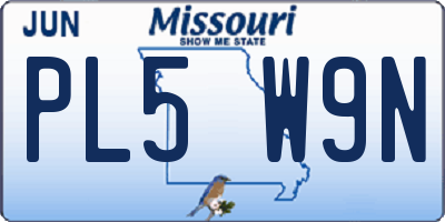 MO license plate PL5W9N
