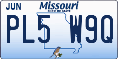 MO license plate PL5W9Q