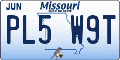 MO license plate PL5W9T