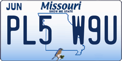 MO license plate PL5W9U