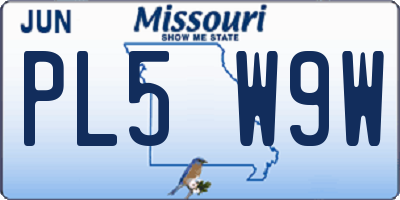 MO license plate PL5W9W