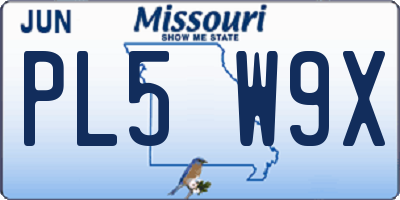 MO license plate PL5W9X