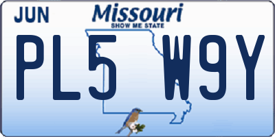 MO license plate PL5W9Y