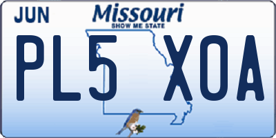 MO license plate PL5X0A
