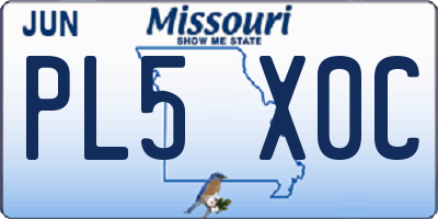MO license plate PL5X0C