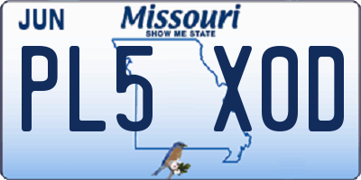 MO license plate PL5X0D