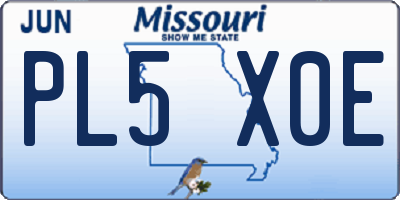 MO license plate PL5X0E