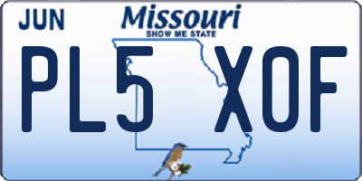 MO license plate PL5X0F