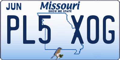 MO license plate PL5X0G