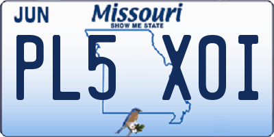 MO license plate PL5X0I