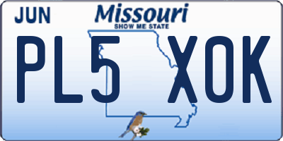 MO license plate PL5X0K