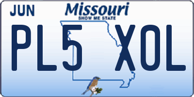 MO license plate PL5X0L
