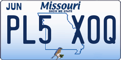MO license plate PL5X0Q