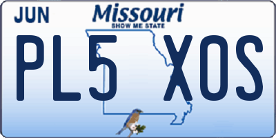 MO license plate PL5X0S