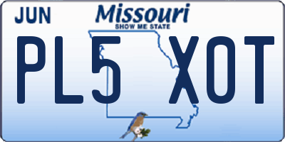 MO license plate PL5X0T