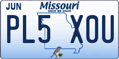 MO license plate PL5X0U