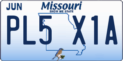 MO license plate PL5X1A