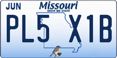 MO license plate PL5X1B